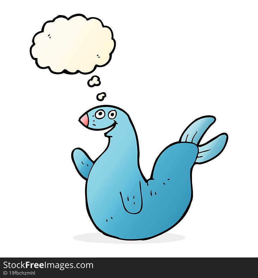 Cartoon Happy Seal With Thought Bubble