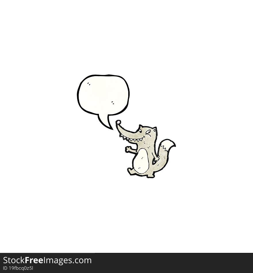 cartoon wolf with speech bubble