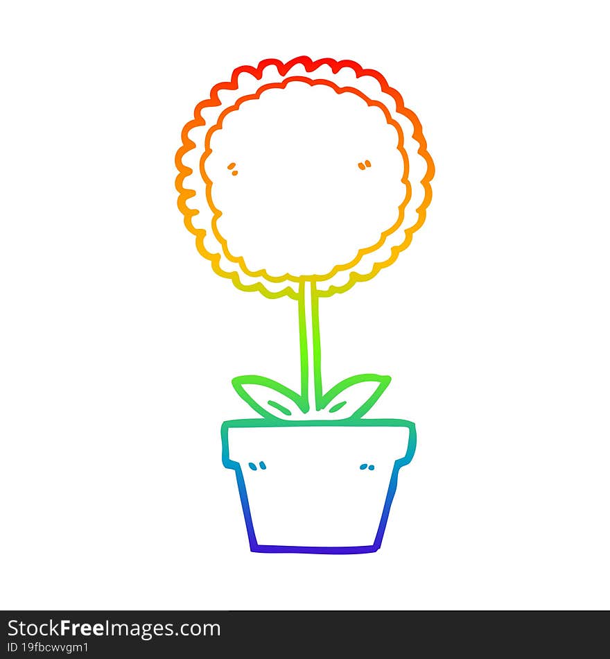 rainbow gradient line drawing cute cartoon flower