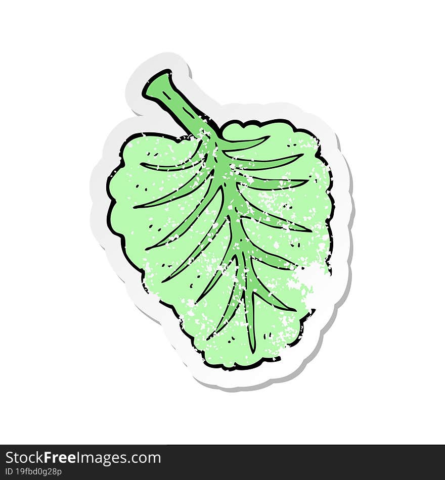 Retro Distressed Sticker Of A Cartoon Leaf Symbol