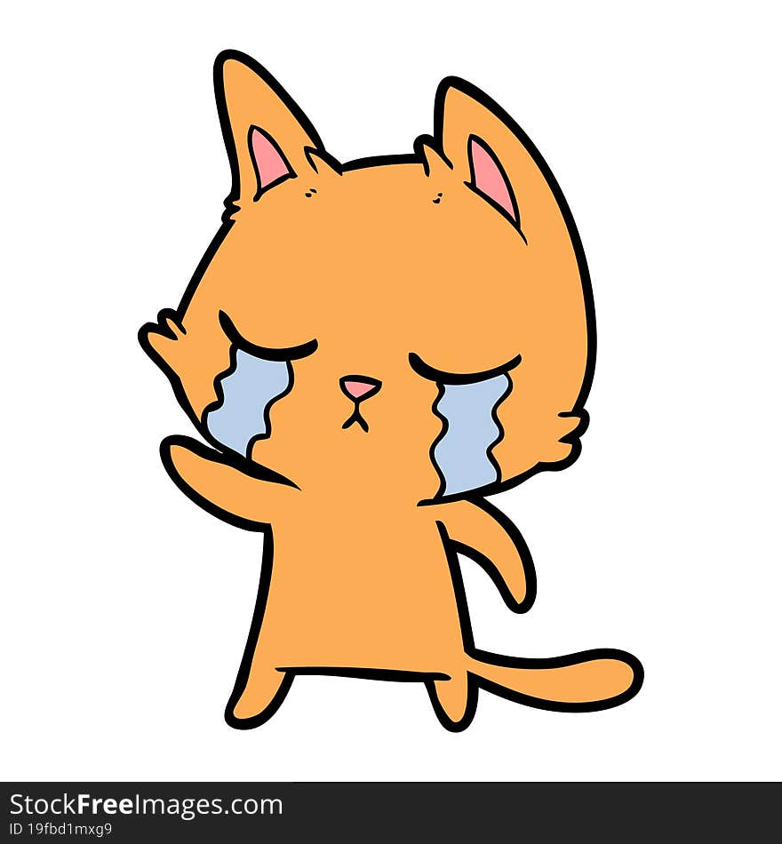 crying cartoon cat pointing. crying cartoon cat pointing