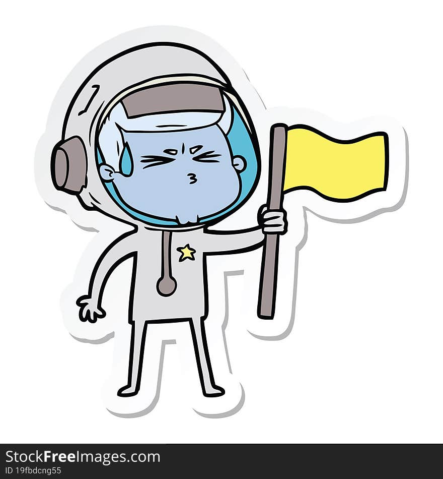 sticker of a cartoon stressed astronaut