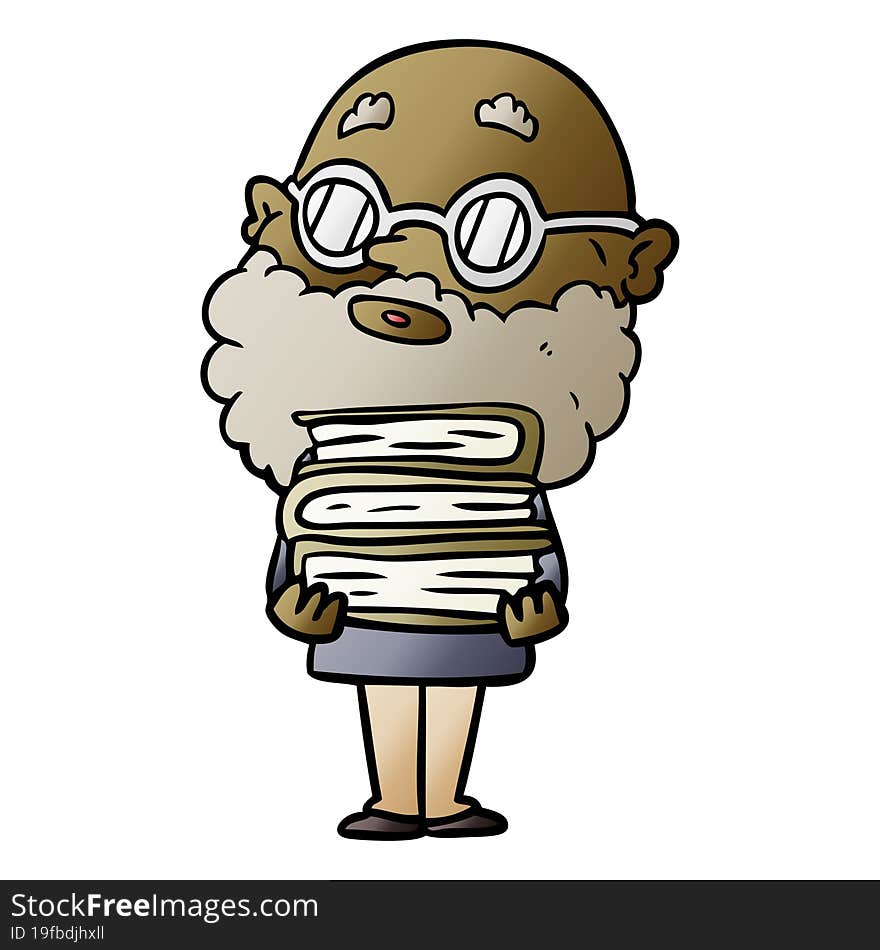 cartoon curious man with beard and glasses. cartoon curious man with beard and glasses