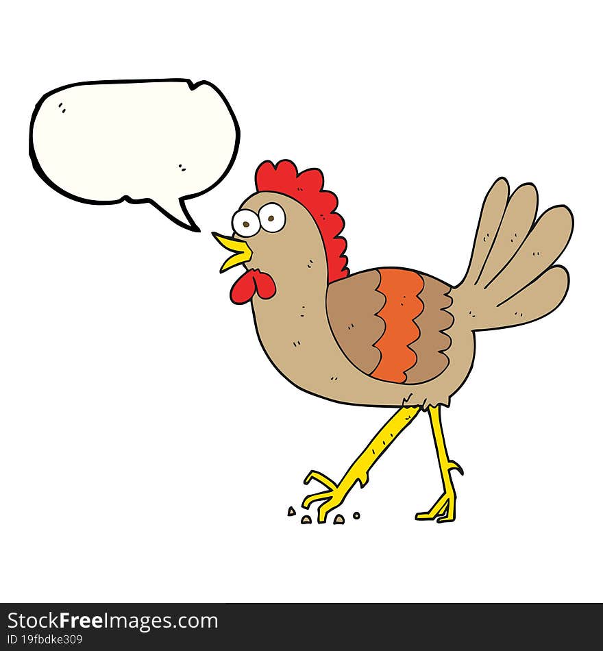 freehand drawn speech bubble cartoon chicken