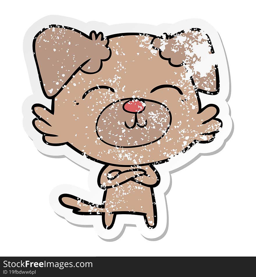 Distressed Sticker Of A Cartoon Dog