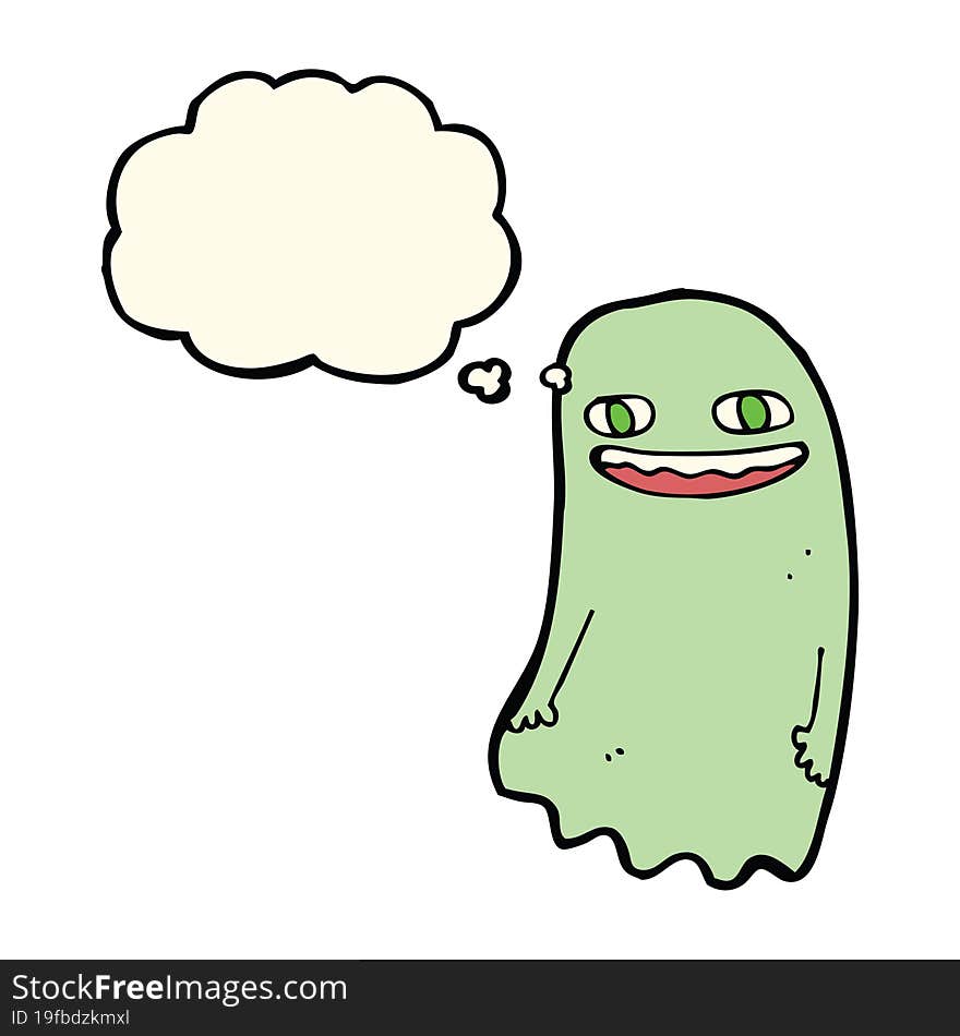 Funny Cartoon Ghost With Thought Bubble