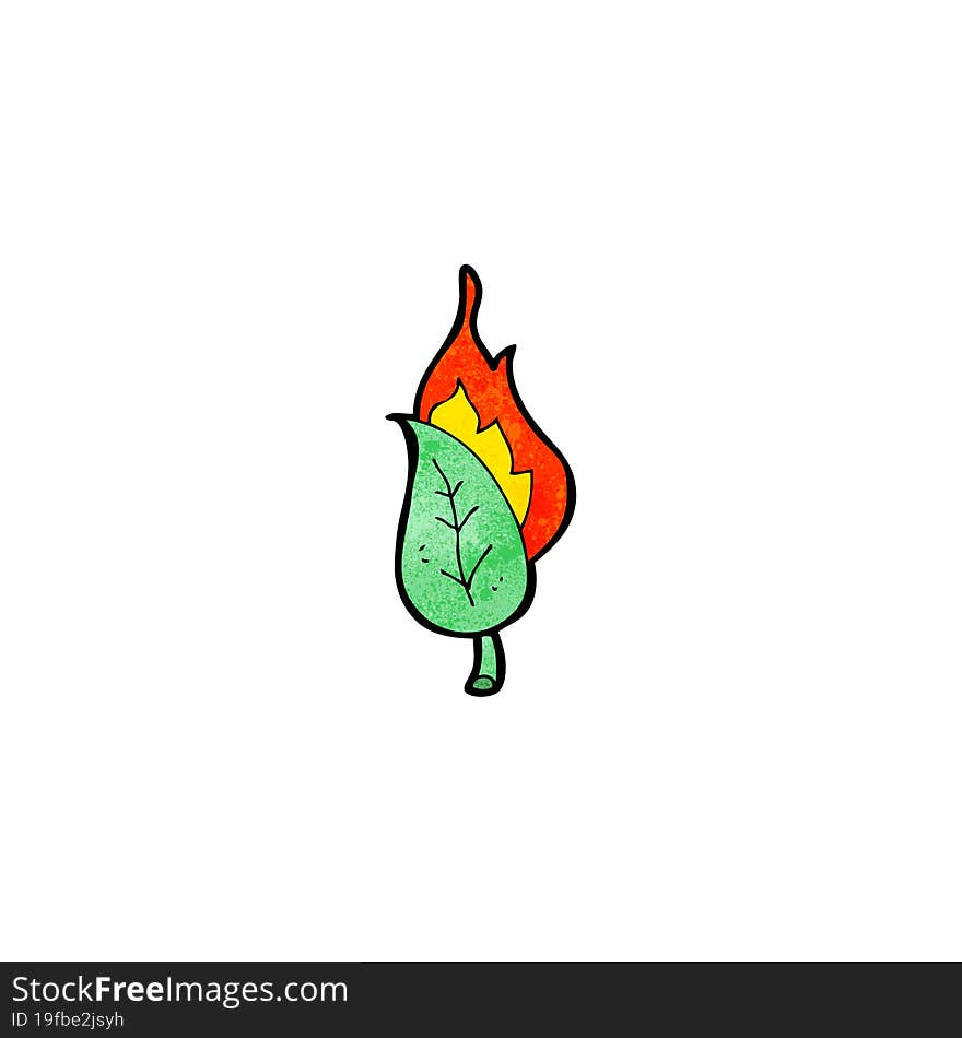 Cartoon Burning Leaf