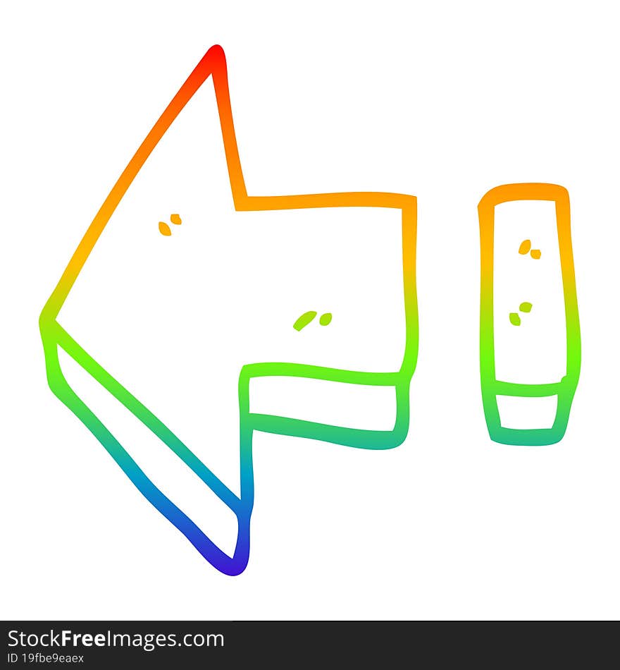 Rainbow Gradient Line Drawing Cartoon Red Arrow