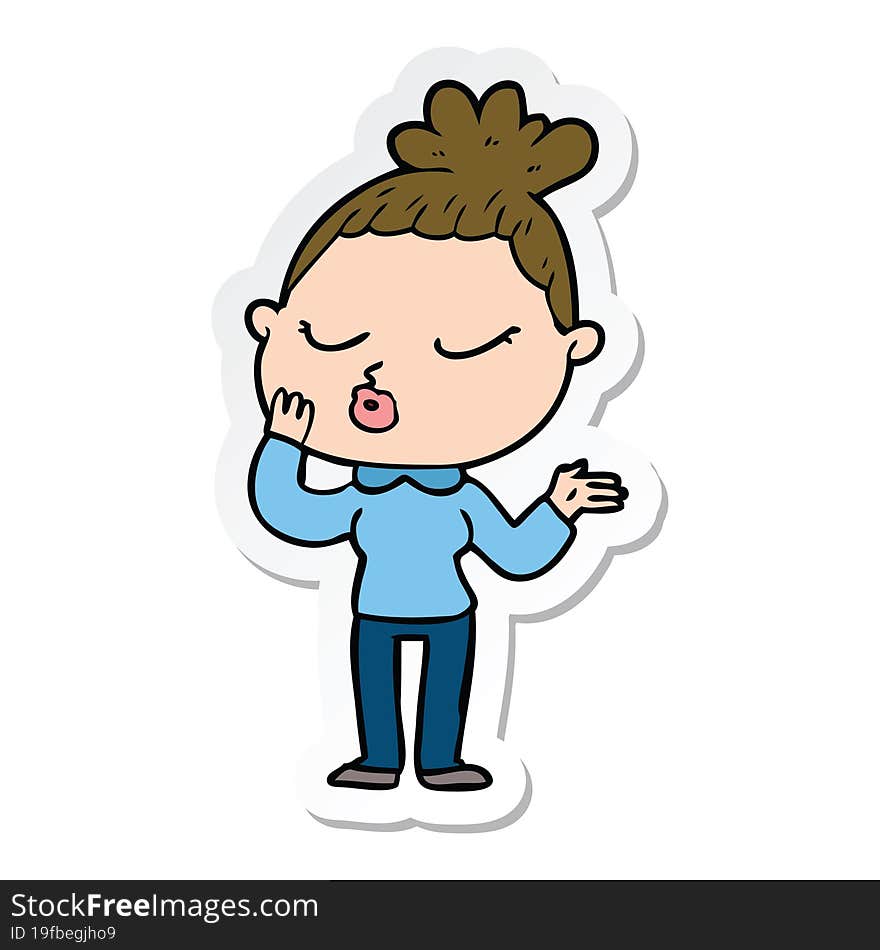 sticker of a cartoon calm woman