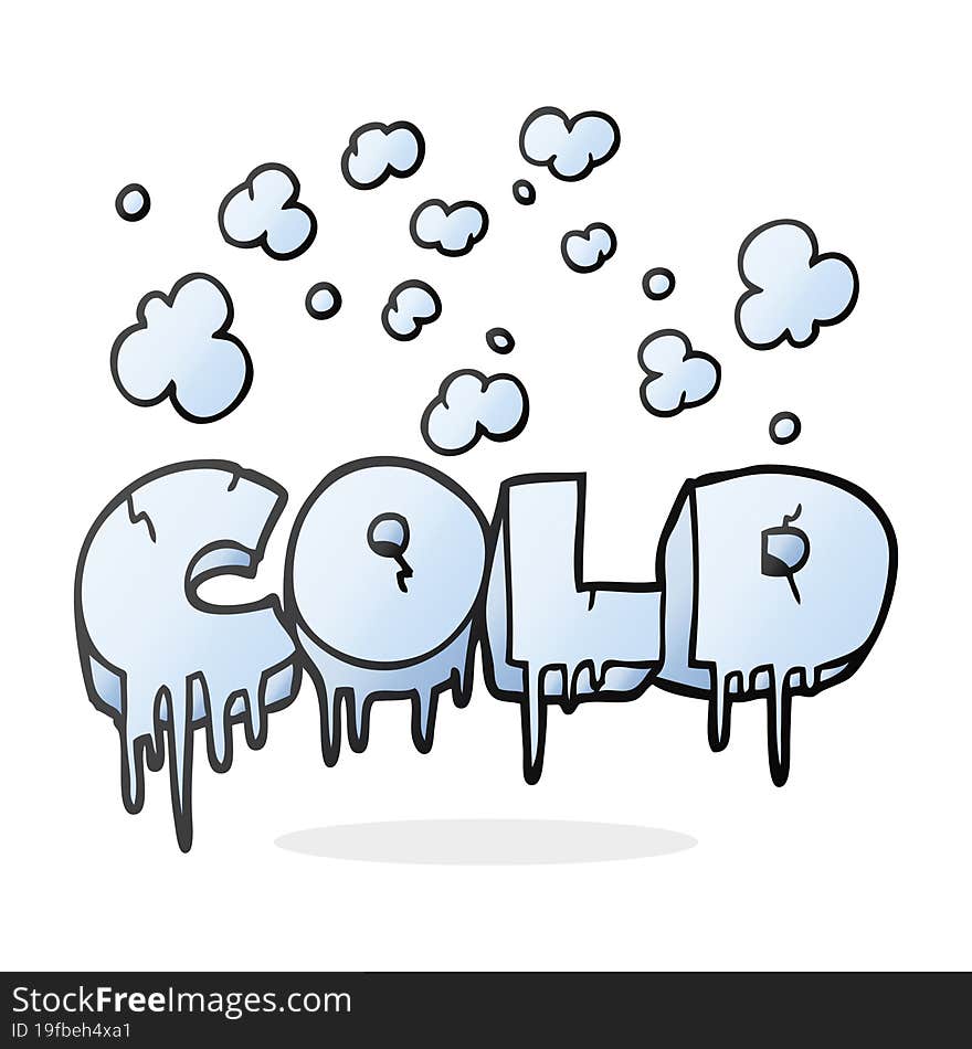 freehand drawn cartoon cold text symbol