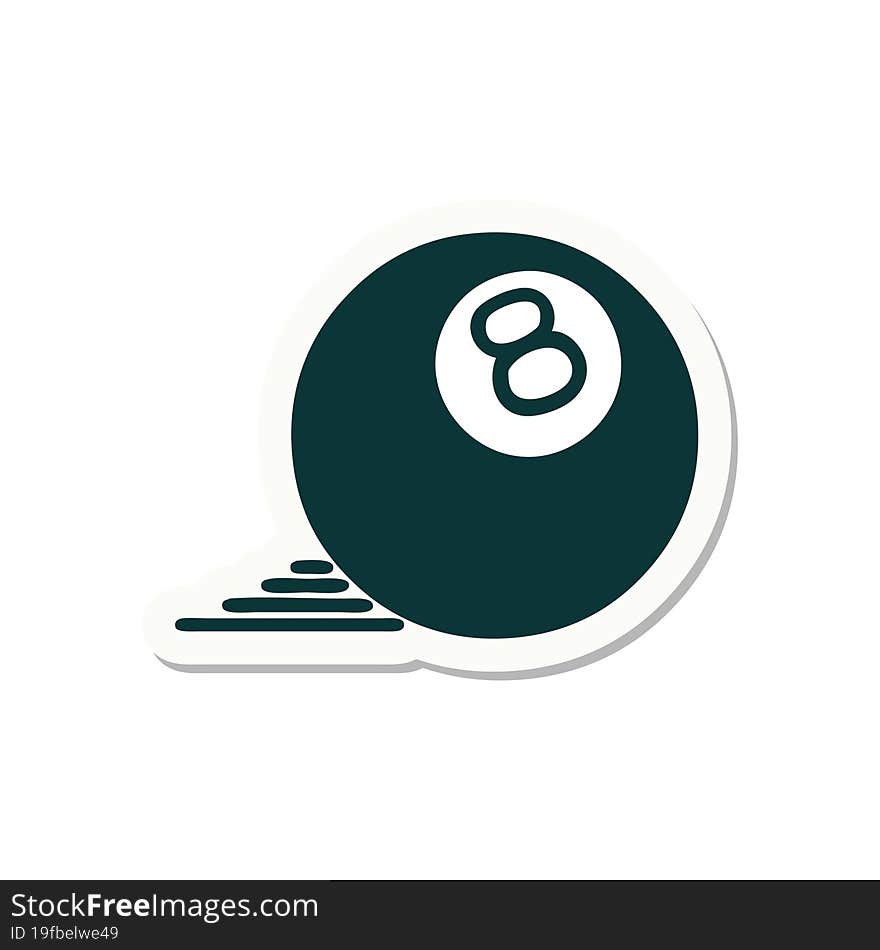 tattoo style sticker of a 8 ball