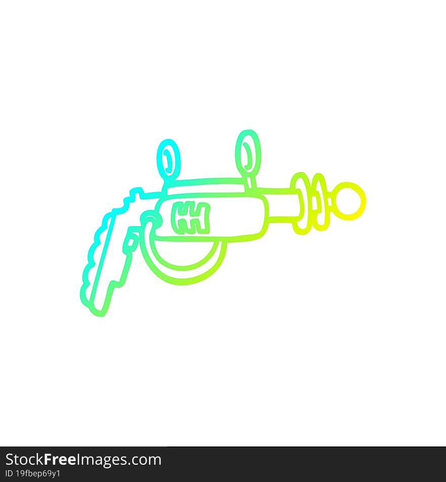 cold gradient line drawing cartoon ray gun