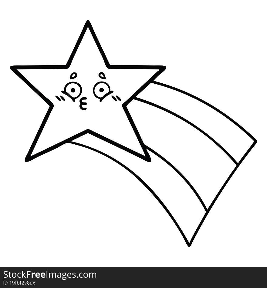 line drawing cartoon shooting rainbow star