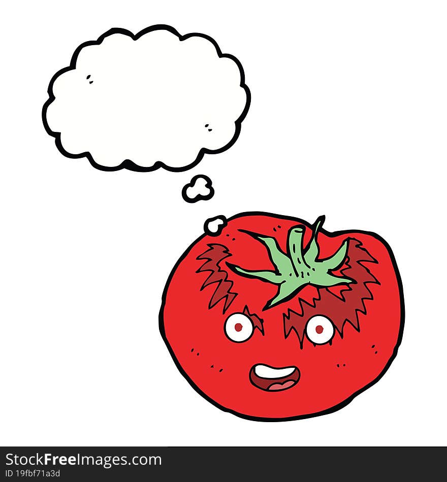 Cartoon Tomato With Thought Bubble