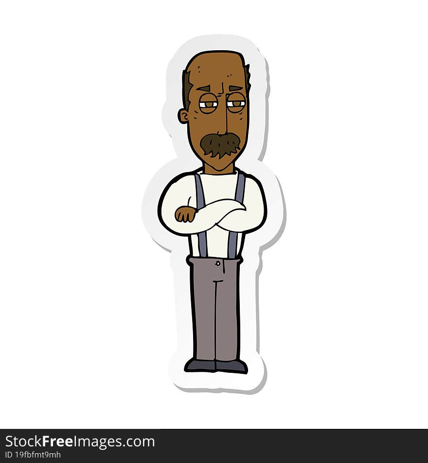 Sticker Of A Cartoon Annoyed Old Man