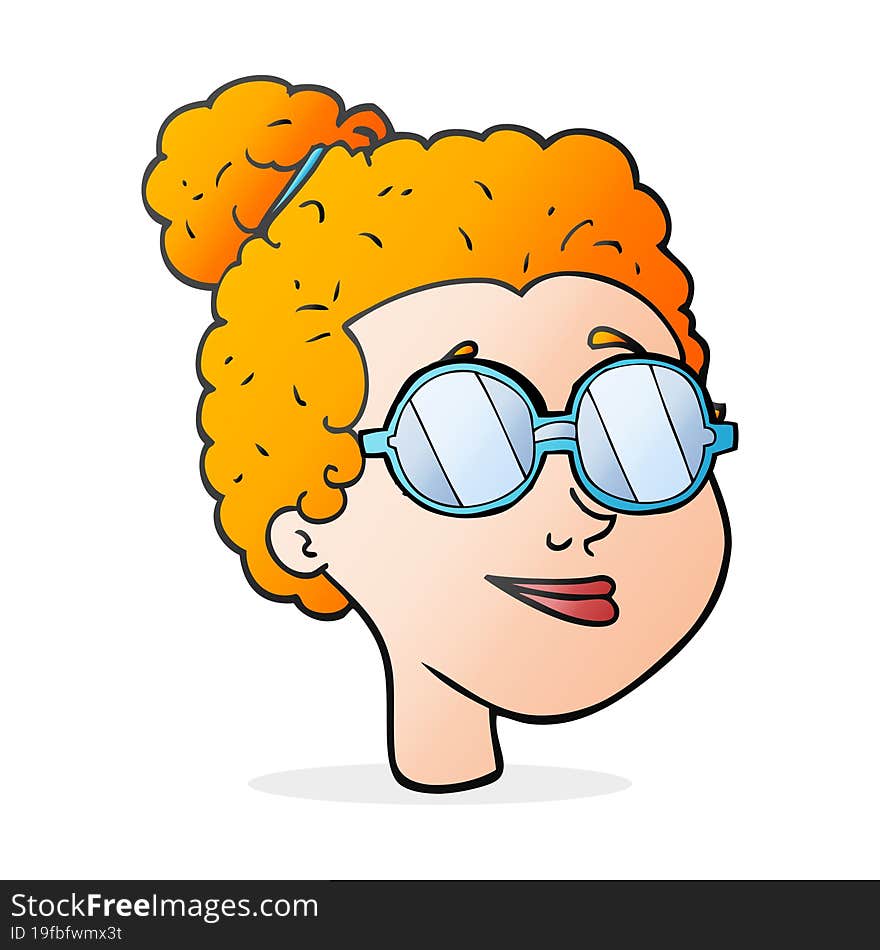 freehand drawn cartoon woman wearing glasses. freehand drawn cartoon woman wearing glasses