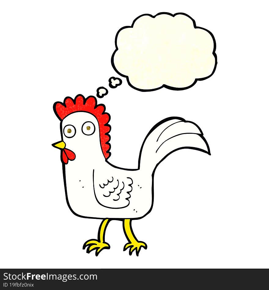 cartoon chicken with thought bubble