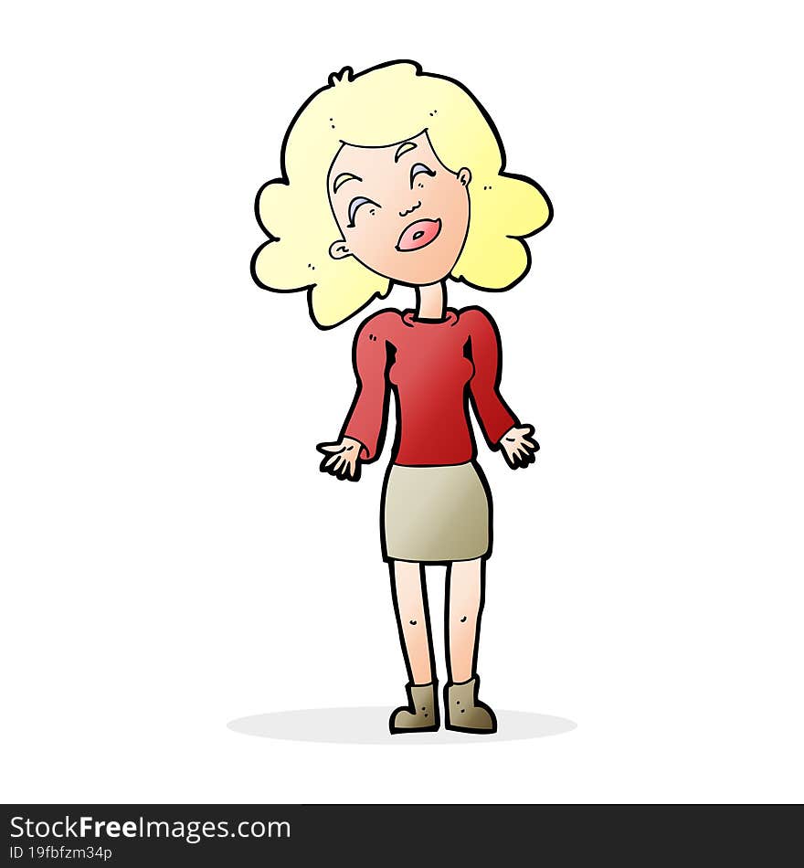 cartoon woman shrugging shoulders