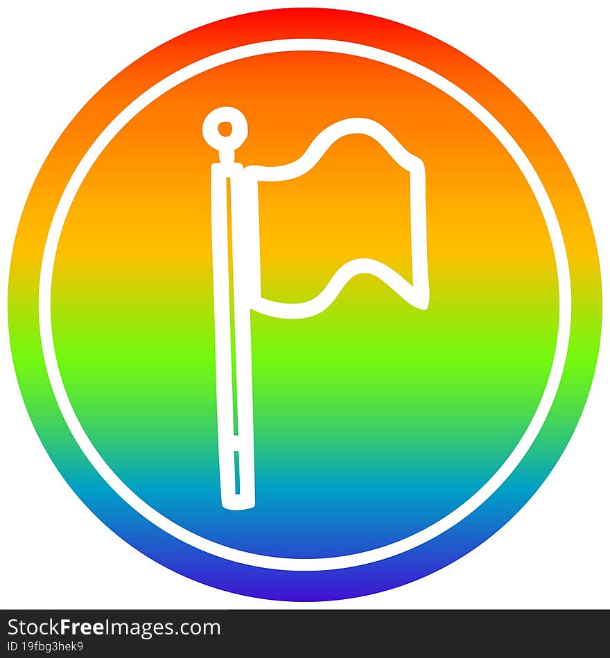 Waving Flag Circular In Rainbow Spectrum