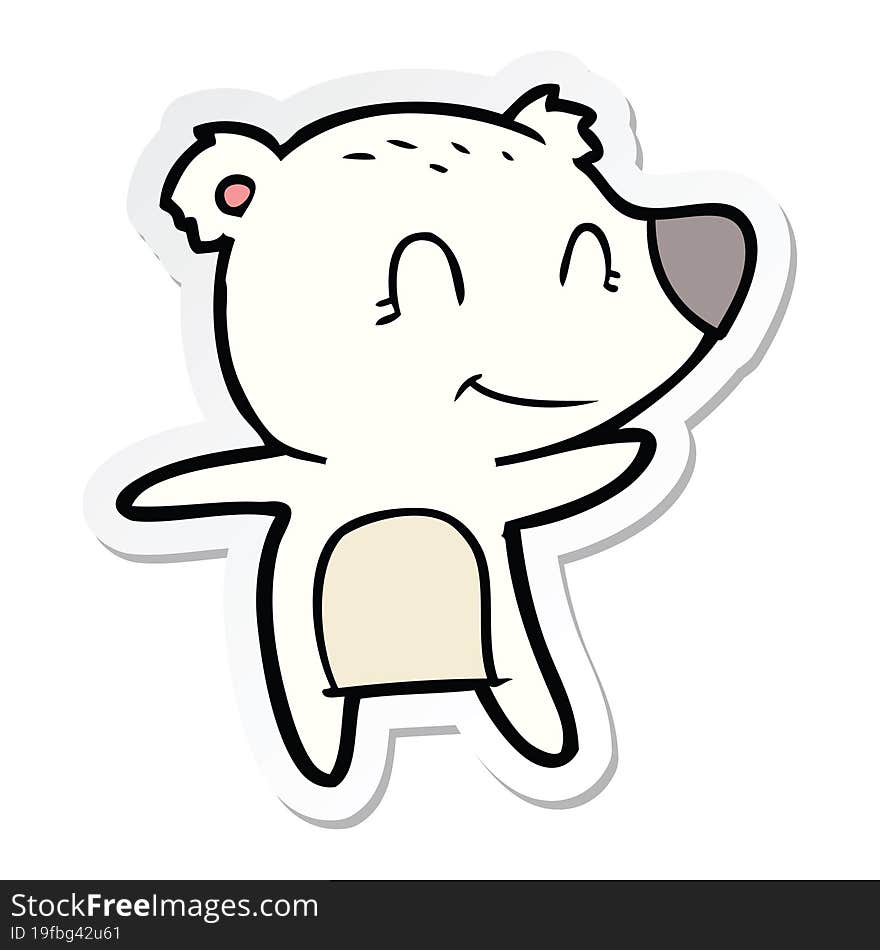 sticker of a smiling polar bear cartoon