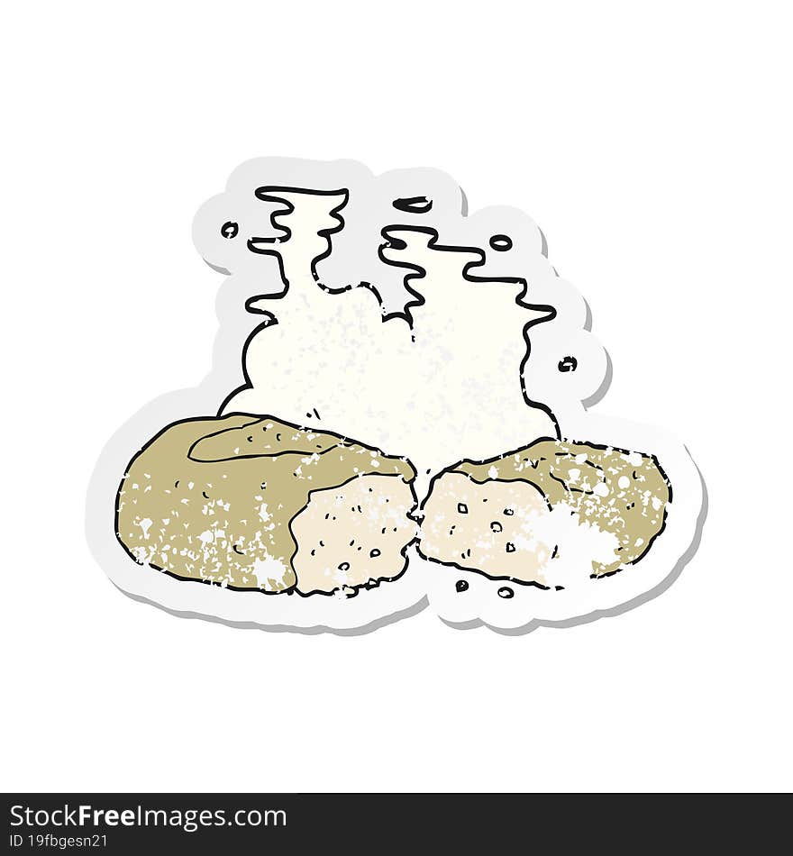 retro distressed sticker of a cartoon bread