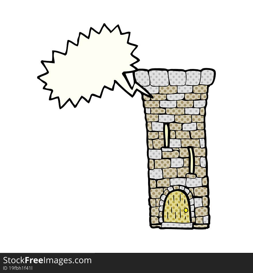 comic book speech bubble cartoon old castle tower