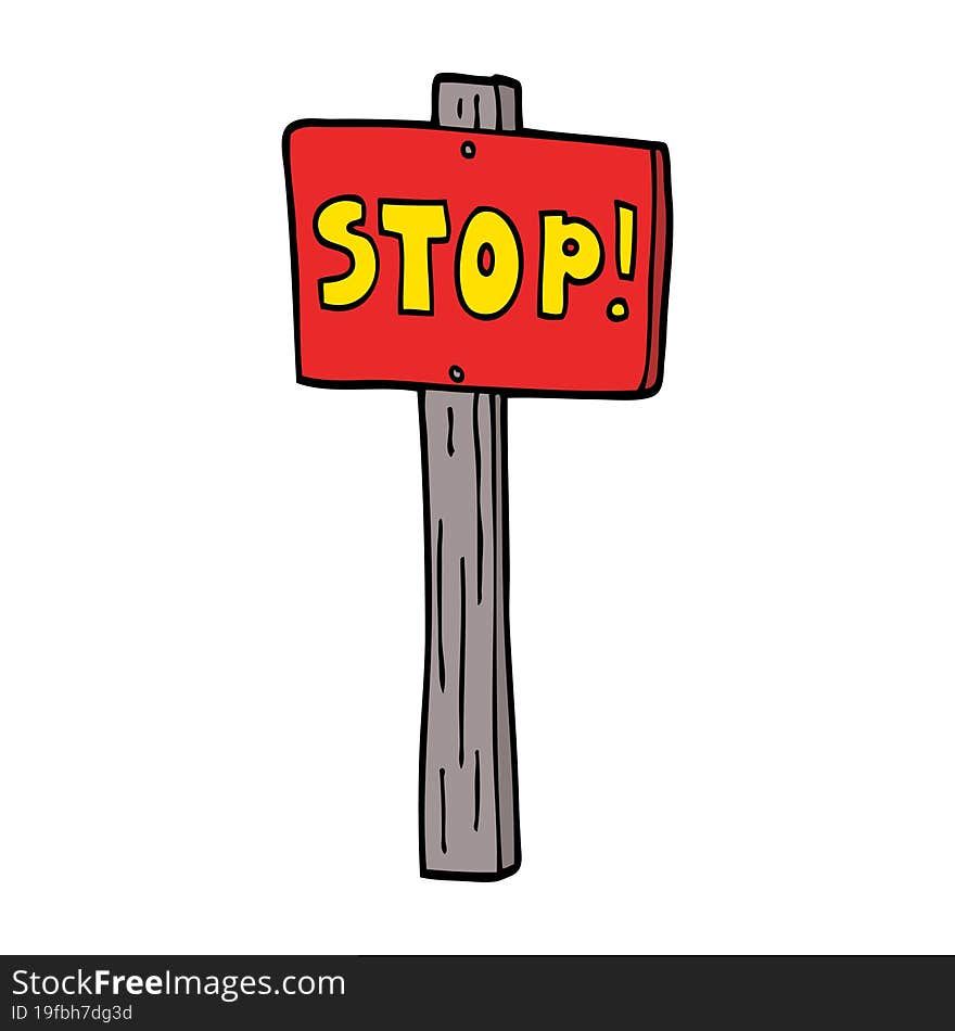 Cartoon Doodle Road Sign