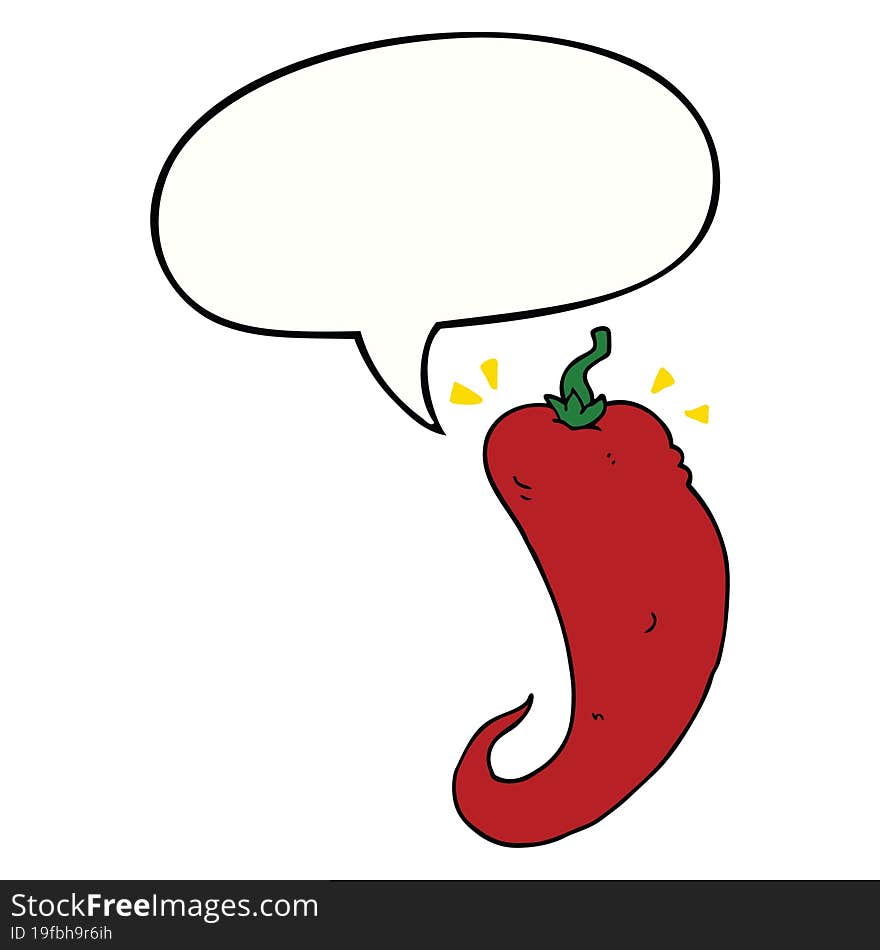 Cartoon Chili Pepper And Speech Bubble