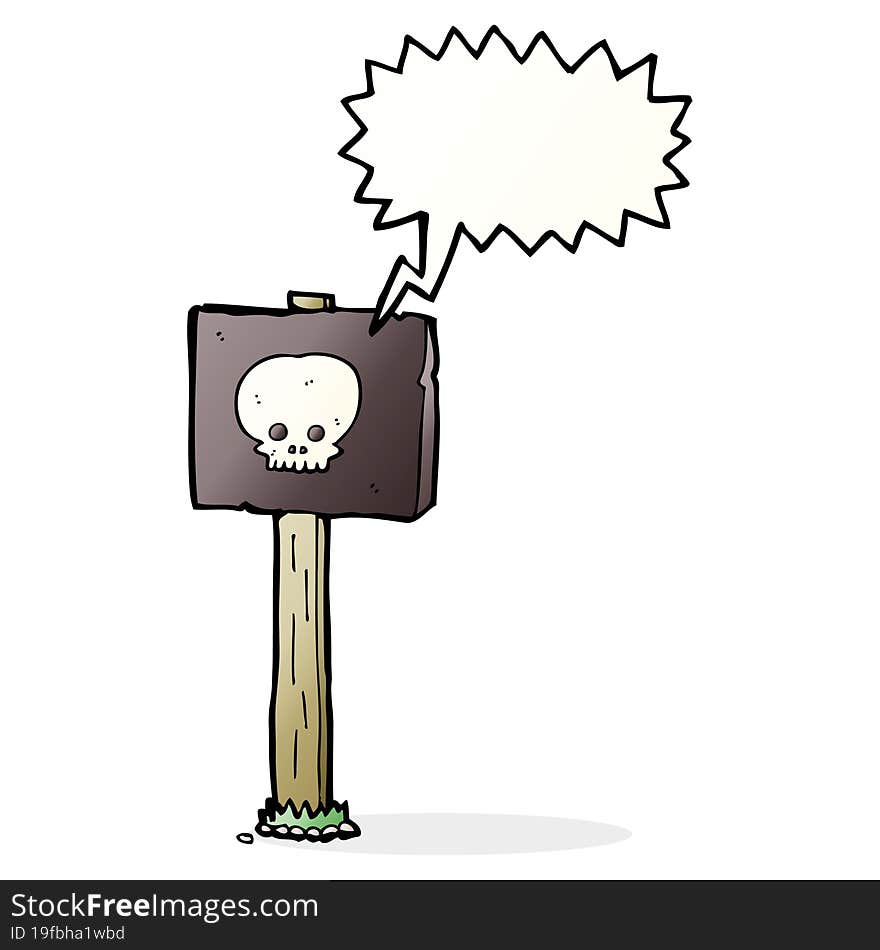 Cartoon Sign Post With Speech Bubble