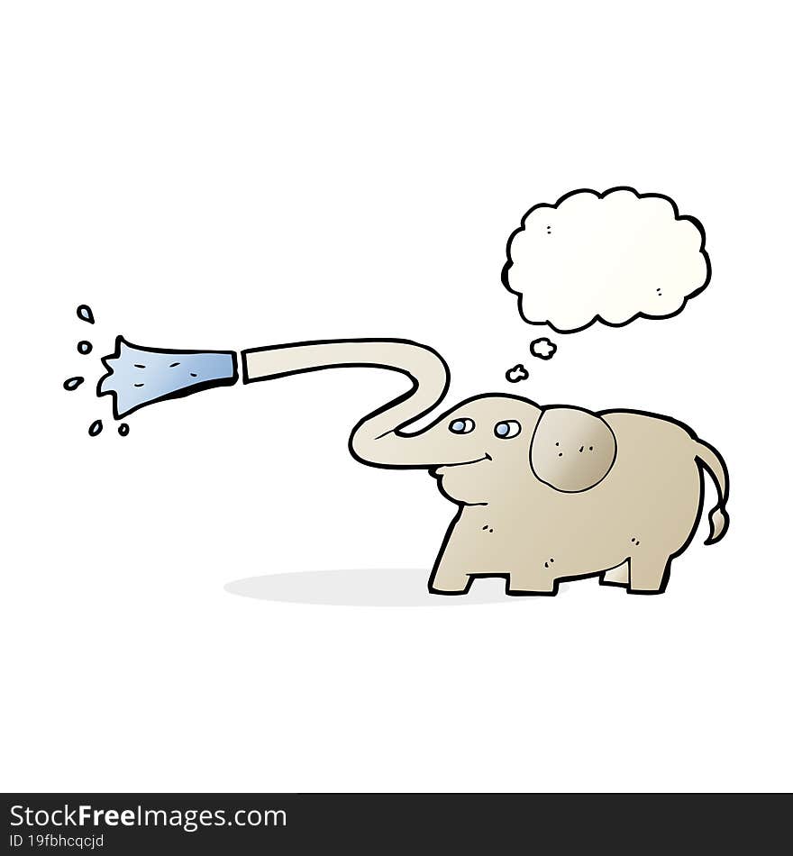 Cartoon Elephant Squirting Water With Thought Bubble