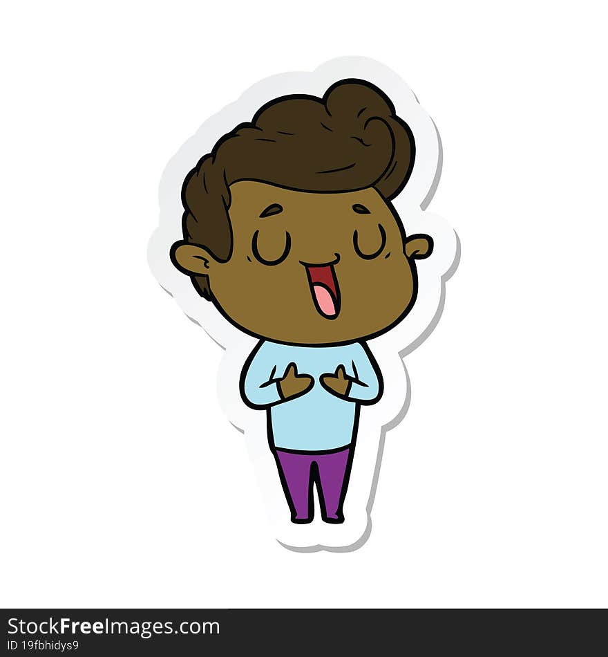 sticker of a happy cartoon man