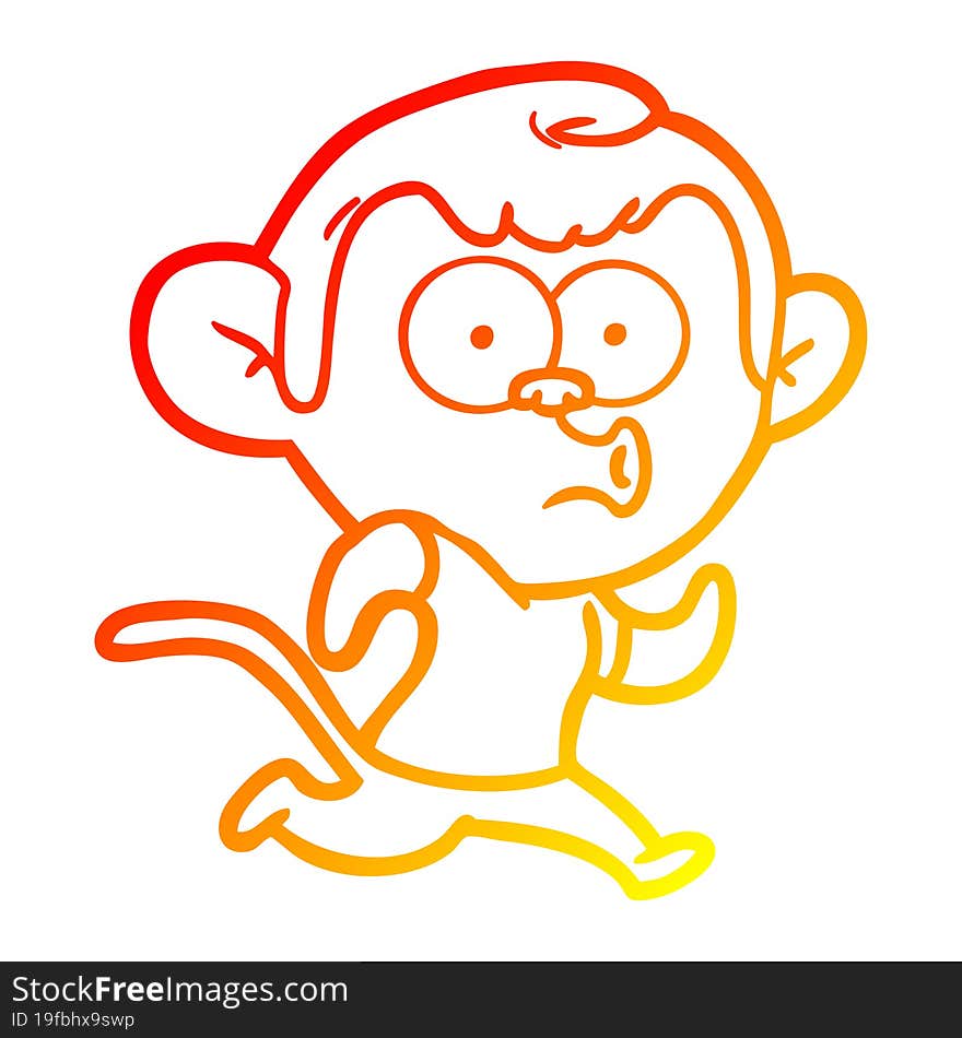 warm gradient line drawing cartoon hooting monkey