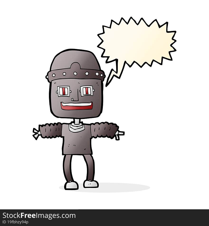 cartoon robot with speech bubble