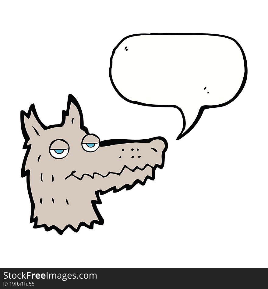 cartoon wolf head with speech bubble