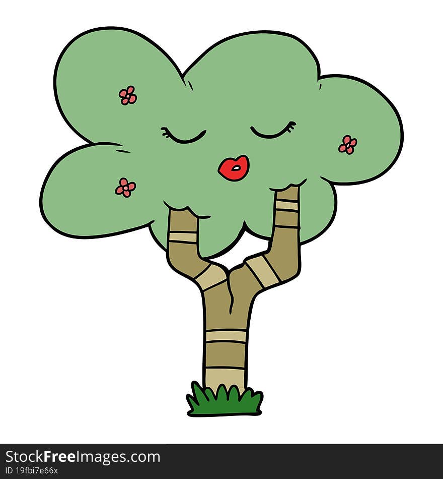 cartoon tree with face. cartoon tree with face