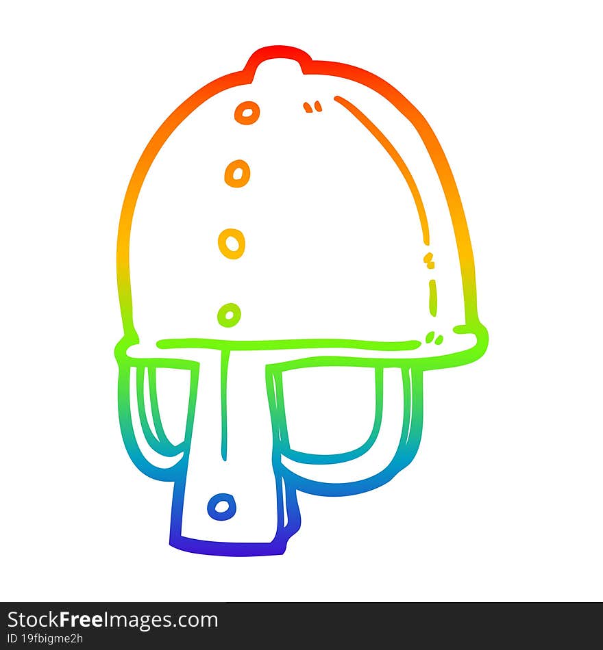 rainbow gradient line drawing cartoon medieval helmet