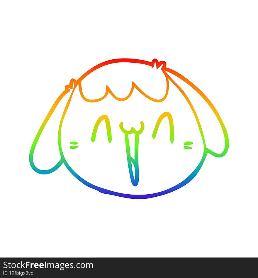 rainbow gradient line drawing of a cartoon dog face