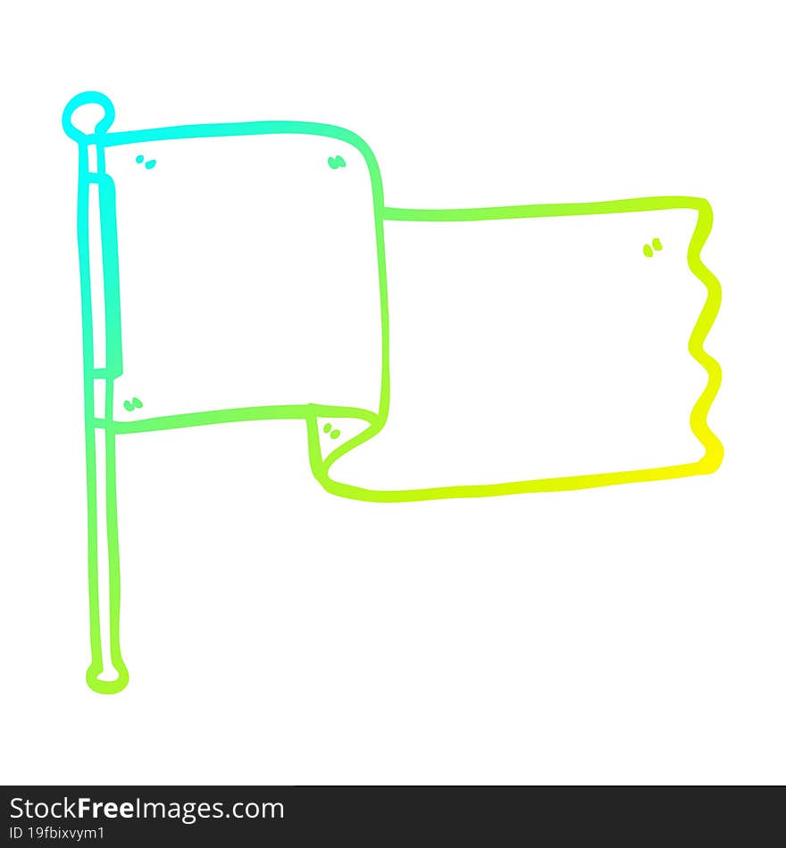 Cold Gradient Line Drawing Cartoon White Flag Waving