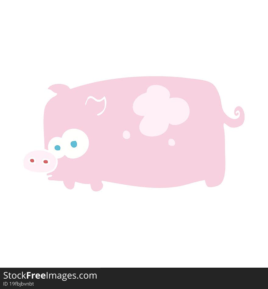 flat color illustration of a cartoon pig