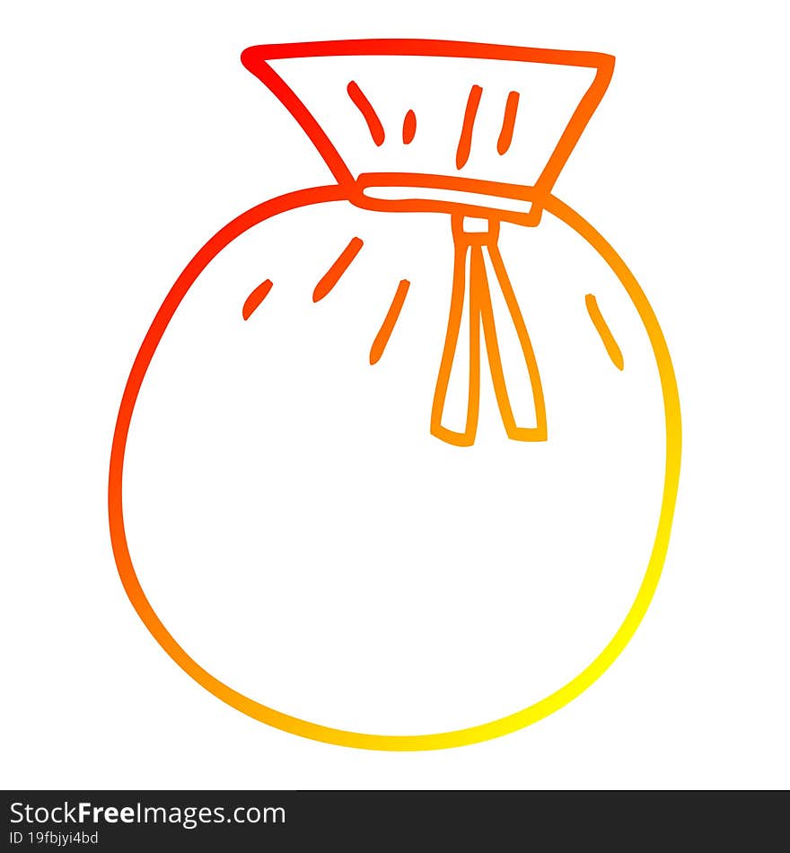 warm gradient line drawing of a cartoon tied sack