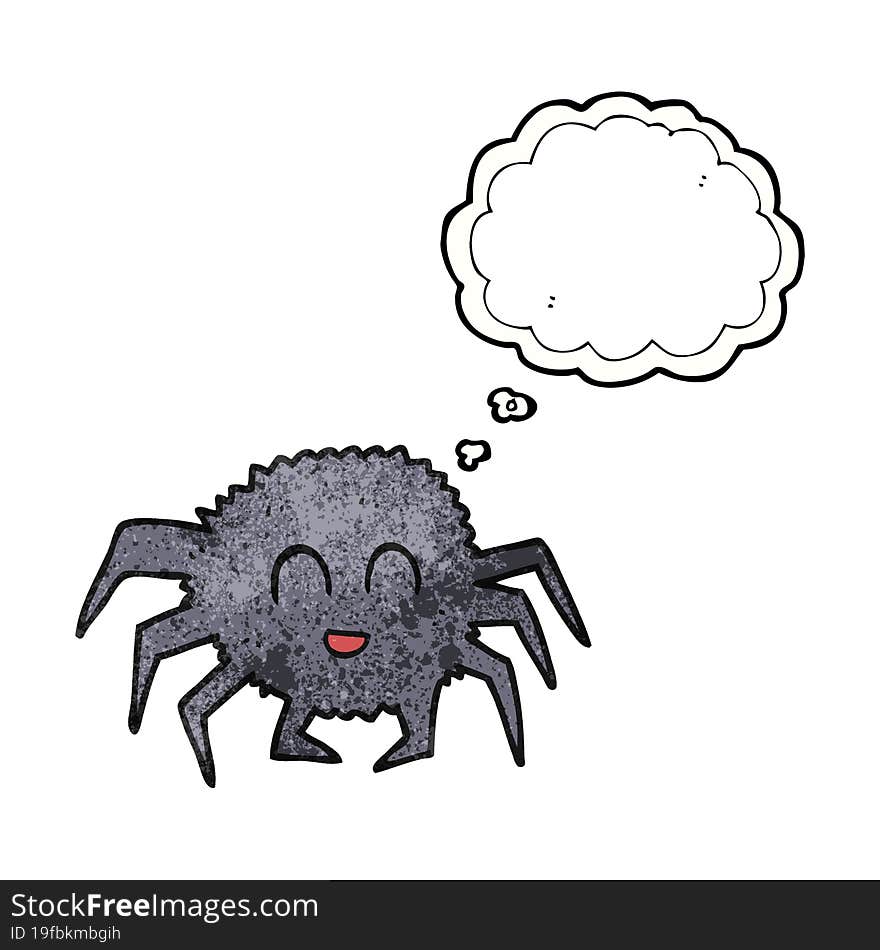 freehand drawn thought bubble textured cartoon spider