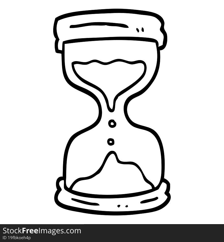 black and white cartoon hourglass