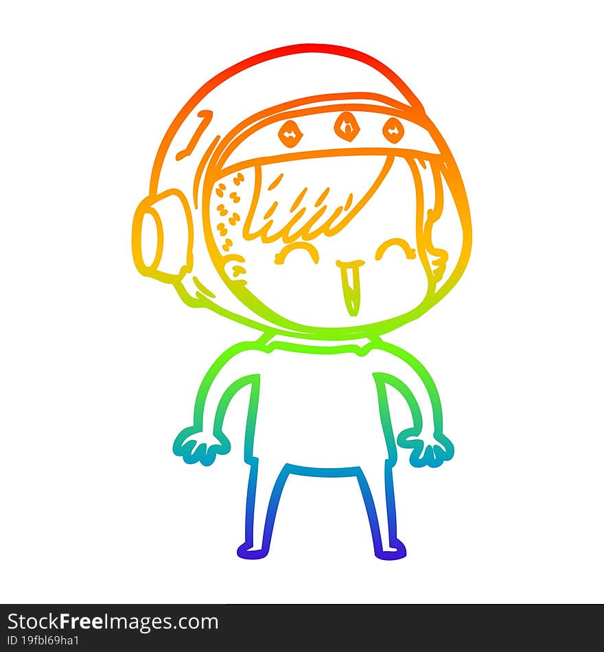 rainbow gradient line drawing happy cartoon space girl