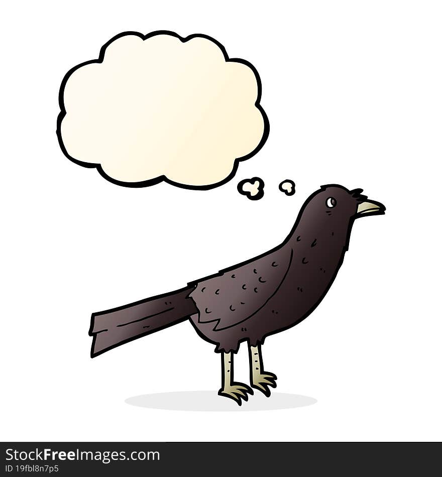 cartoon crow with thought bubble