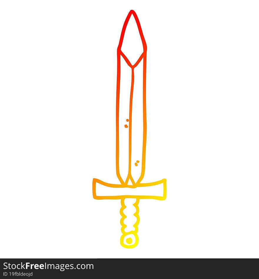 warm gradient line drawing cartoon sword