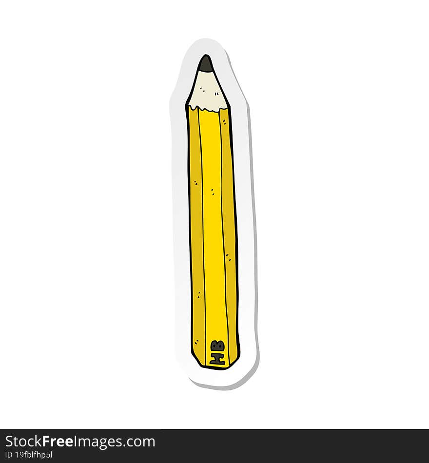 sticker of a cartoon pencil