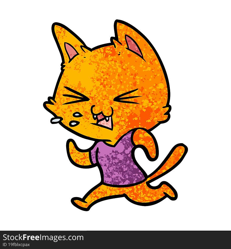 cartoon running cat hissing. cartoon running cat hissing