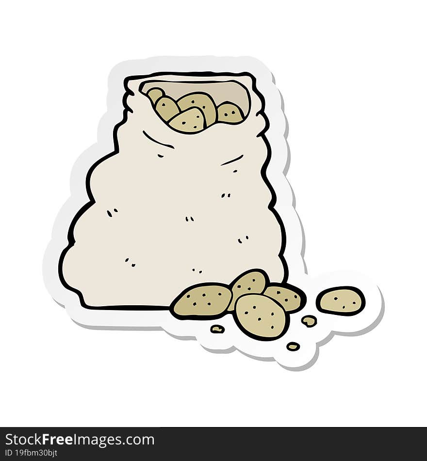 sticker of a cartoon sack of potatoes