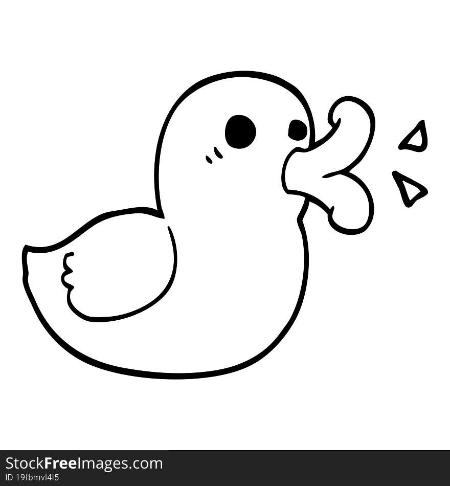 line drawing cartoon happy duck