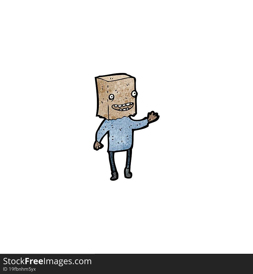 Cartoon Man With Paper Bag On Head